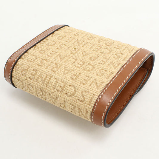 CELINE Small flap wallet Triomphe 10D78 Tri-fold wallet Raffia/leather Women's