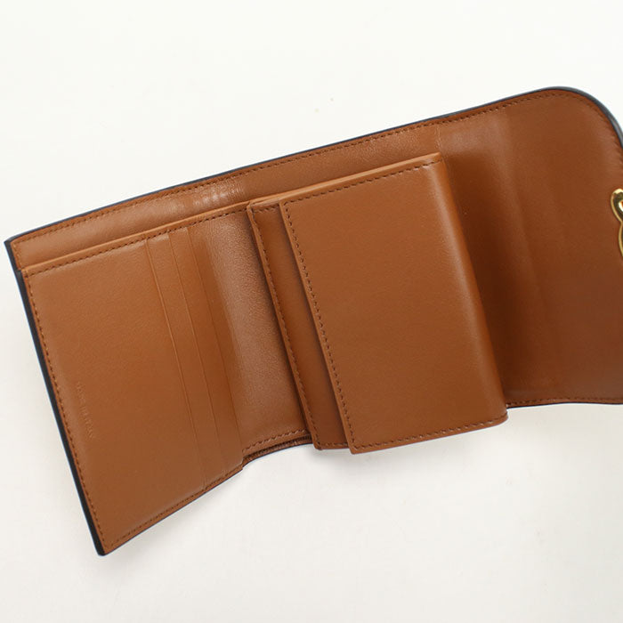 CELINE Small flap wallet Triomphe 10D78 Tri-fold wallet Raffia/leather Women's