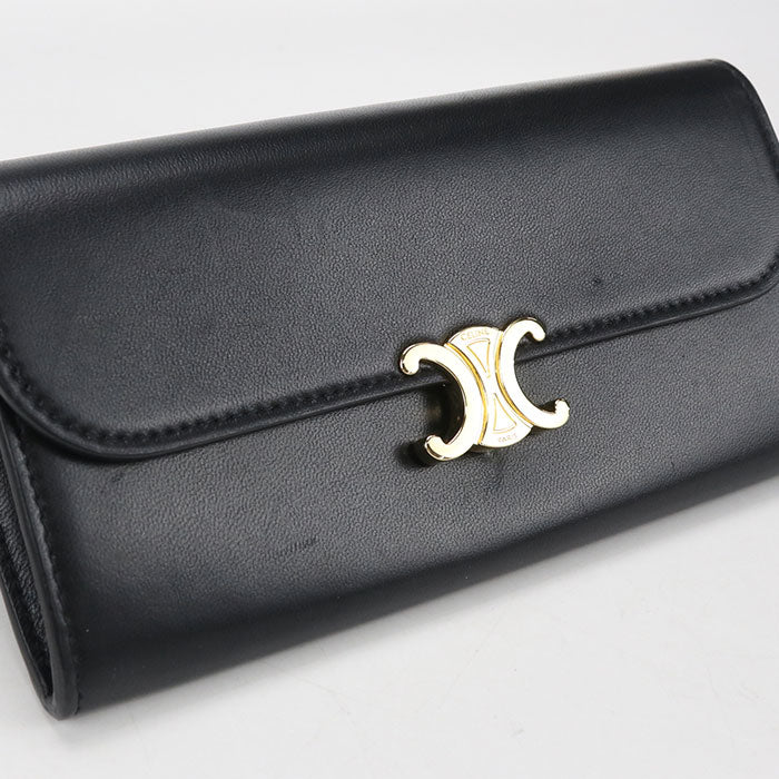 CELINE Large wallet Triomphe Purse folio Calfskin Women's