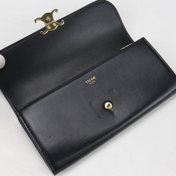 CELINE Large wallet Triomphe Purse folio Calfskin Women's