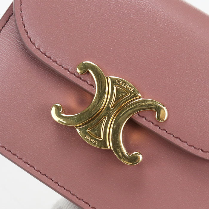 CELINE Business card holder Triomphe 10N063FOZ name card holder leather Women's