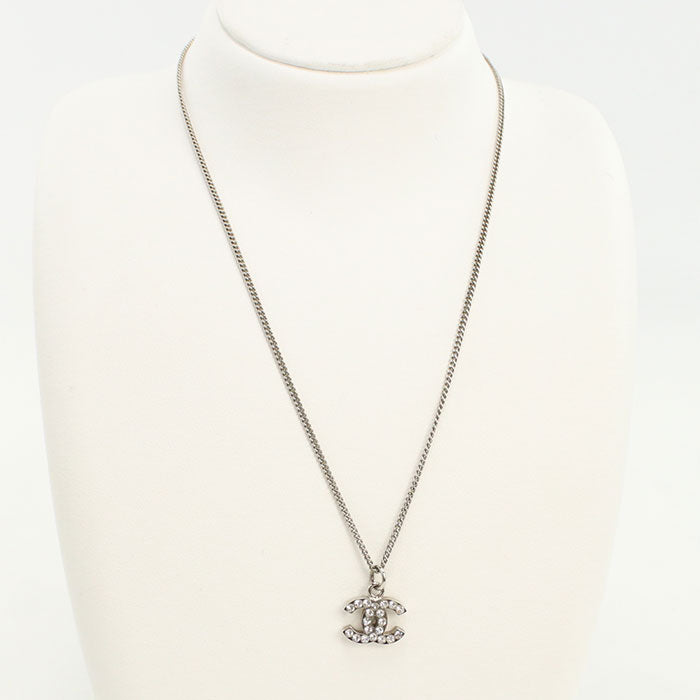CHANEL Rhinestone COCO Mark Necklace metal Women