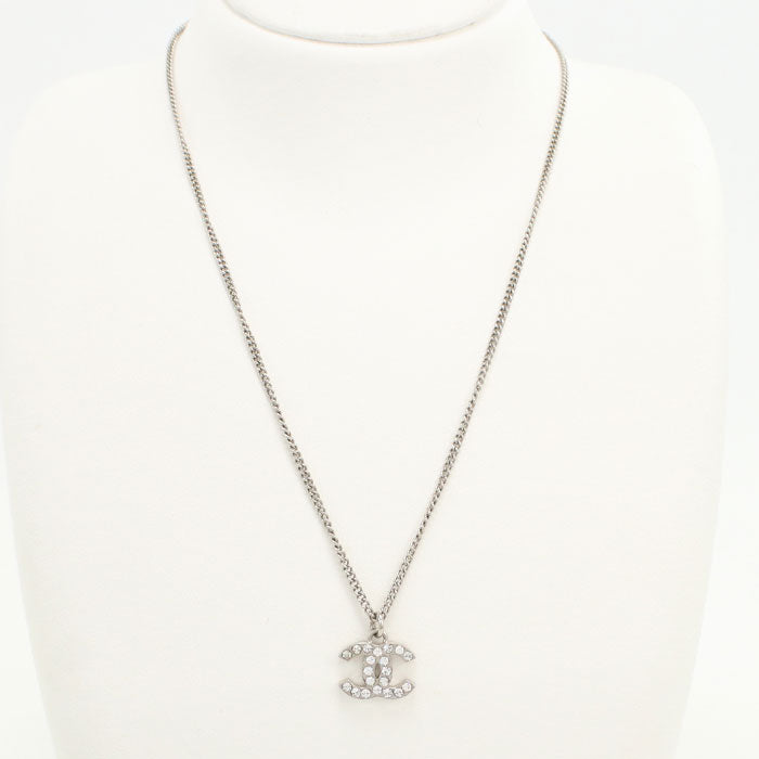 CHANEL Rhinestone COCO Mark Necklace metal Women