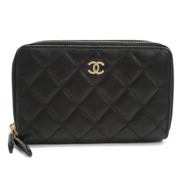 CHANEL Round W Zip Wallet PurseZip Around lambskin 20788480 Women