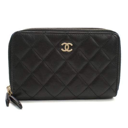 CHANEL Round W Zip Wallet PurseZip Around lambskin 20788480 Women