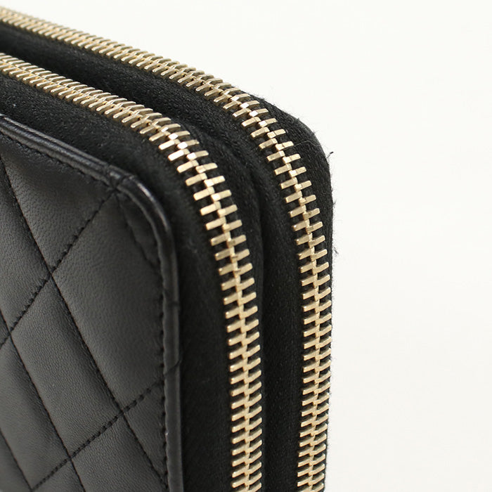 CHANEL Round W Zip Wallet PurseZip Around lambskin 20788480 Women