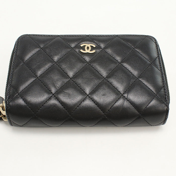 CHANEL Round W Zip Wallet PurseZip Around lambskin 20788480 Women
