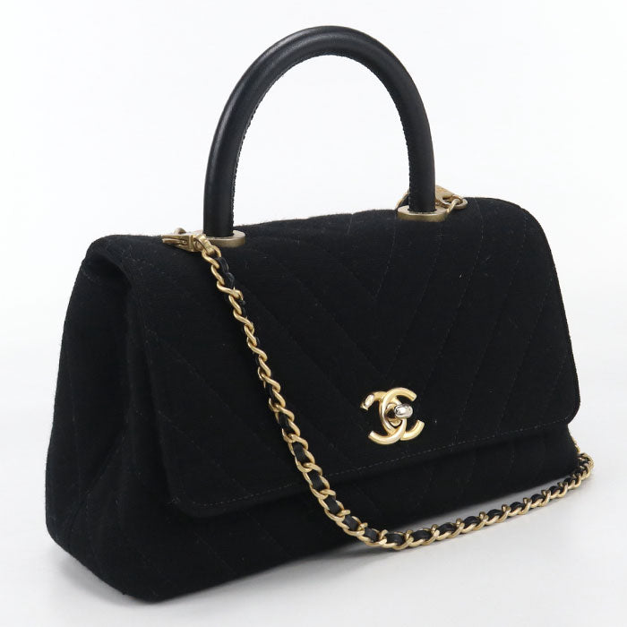 CHANEL 2WAY Chevron Handbag cotton Women