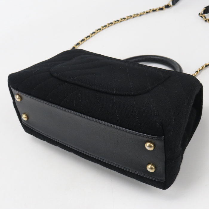 CHANEL 2WAY Chevron Handbag cotton Women