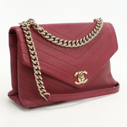 CHANEL Chain Chevron Shoulder Bag leather 26421136 Women's