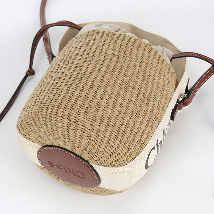 CHLOE Small basket Woody Basket bag/Fair trade paper Women