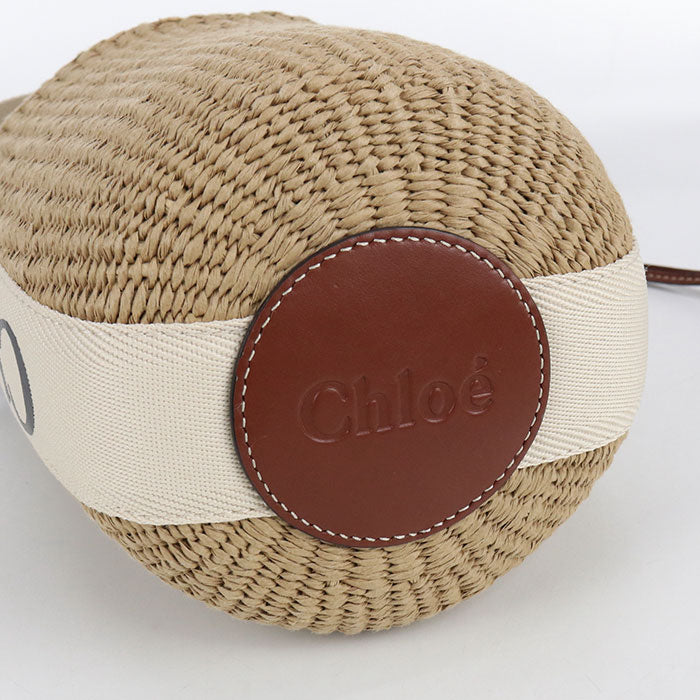 CHLOE Small basket Woody Basket bag/Fair trade paper Women