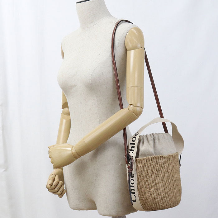 CHLOE Small basket Woody Basket bag/Fair trade paper Women