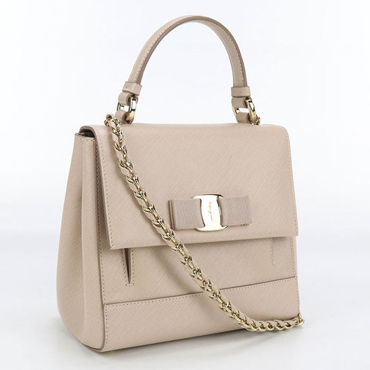 FERRAGAMO 2WAY Vala Ribbon 21 F570 Handbag Calfskin Women