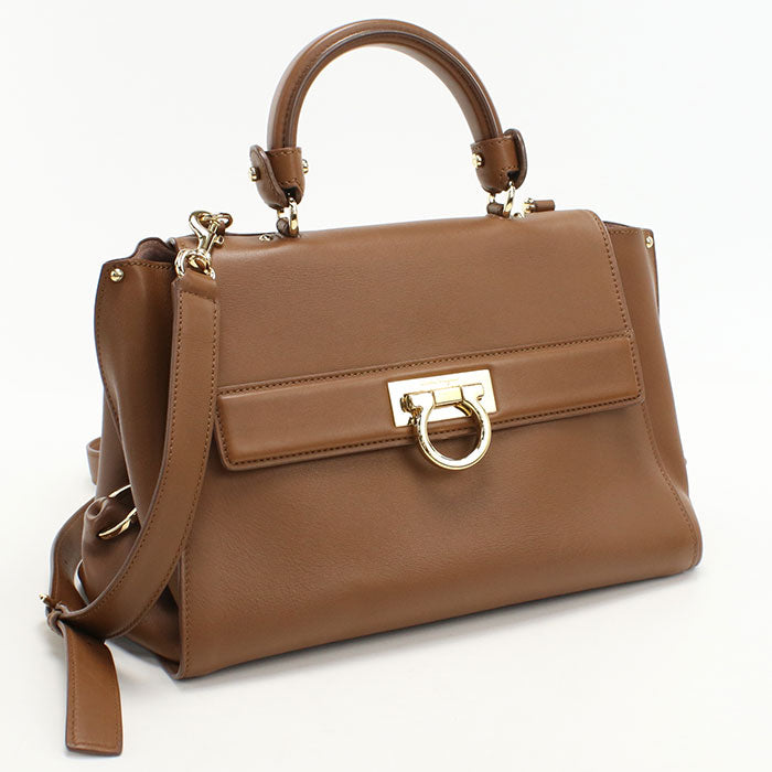 FERRAGAMO 2WAY Gancini 21 F606 Handbag Calfskin Women