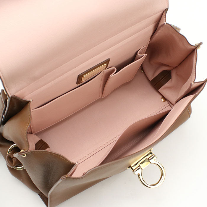 FERRAGAMO 2WAY Gancini 21 F606 Handbag Calfskin Women