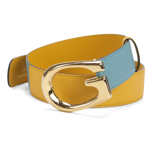 GUCCI Two-tone belt G buckle 709954 belt leather unisex