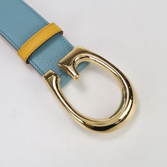 GUCCI Two-tone belt G buckle 709954 belt leather unisex