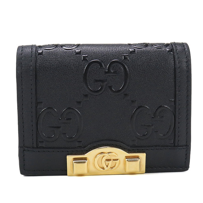 GUCCI Card Case wallet GG emboss 676150 Bi-fold wallet with coin purse leather Women