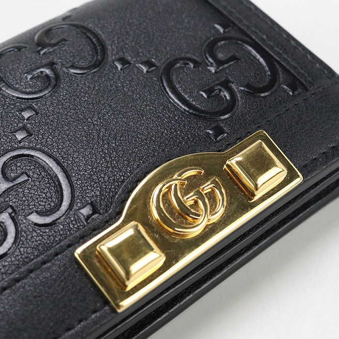 GUCCI Card Case wallet GG emboss 676150 Bi-fold wallet with coin purse leather Women