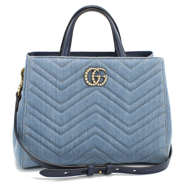 GUCCI 2WAY GG Marmont 448054 Tote Bag denim/leather Women