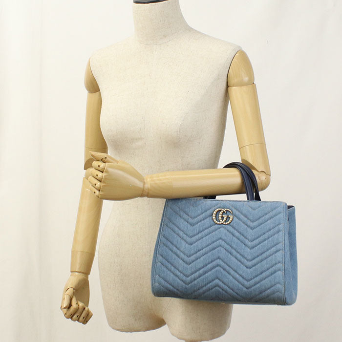 GUCCI 2WAY GG Marmont 448054 Tote Bag denim/leather Women