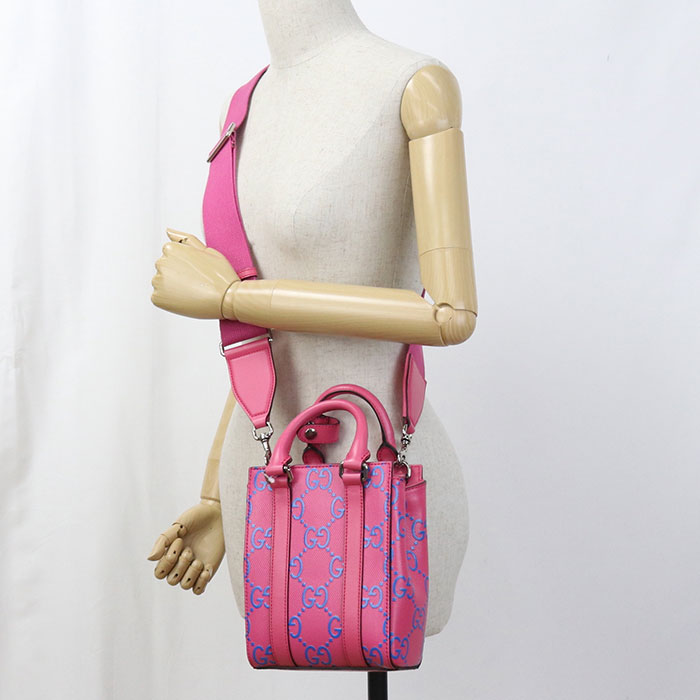 GUCCI Mini 2WAY GG emboss 696010 Tote Bag leather Women