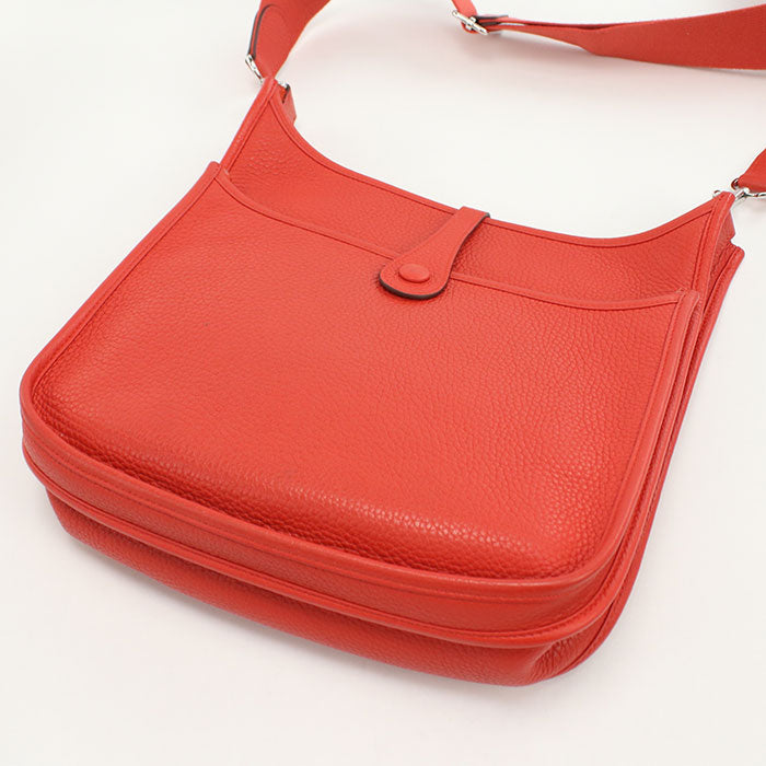 HERMES Evelyn 3PM Diagonal Shoulder bag Taurillon Clemence Rouge Kazak Women