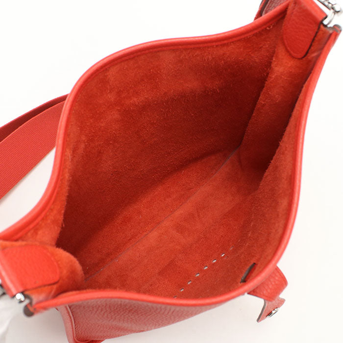 HERMES Evelyn 3PM Diagonal Shoulder bag Taurillon Clemence Rouge Kazak Women