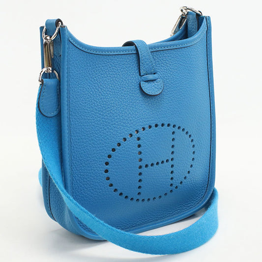 HERMES Evelyn TPM Diagonal Shoulder bag Taurillon Clemence Blue Frida Women
