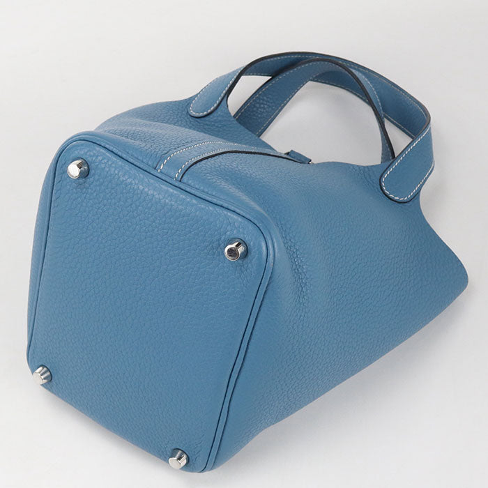 HERMES Picotan Lock PM Handbag / Taurillon Clemence Blue gene Women