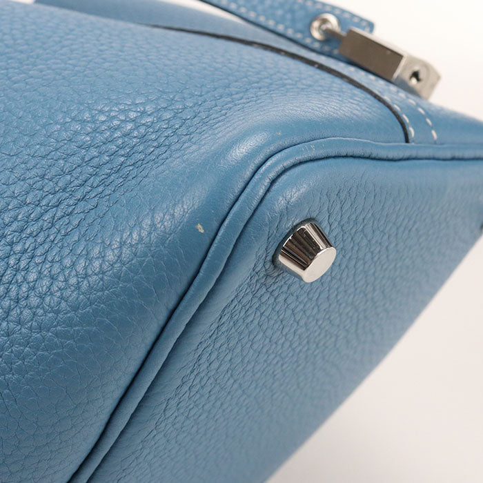 HERMES Picotan Lock PM Handbag / Taurillon Clemence Blue gene Women