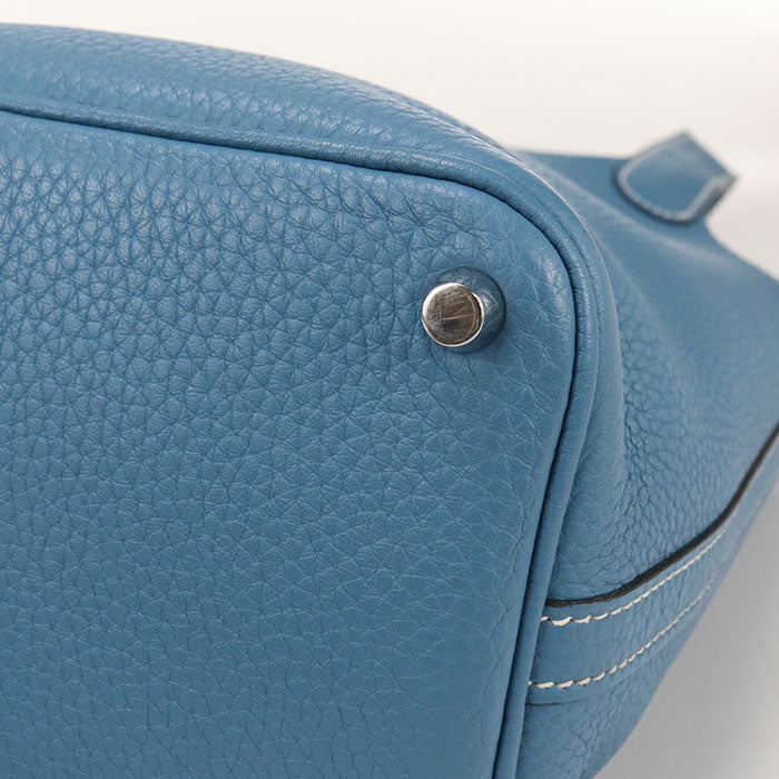 HERMES Picotan Lock PM Handbag / Taurillon Clemence Blue gene Women