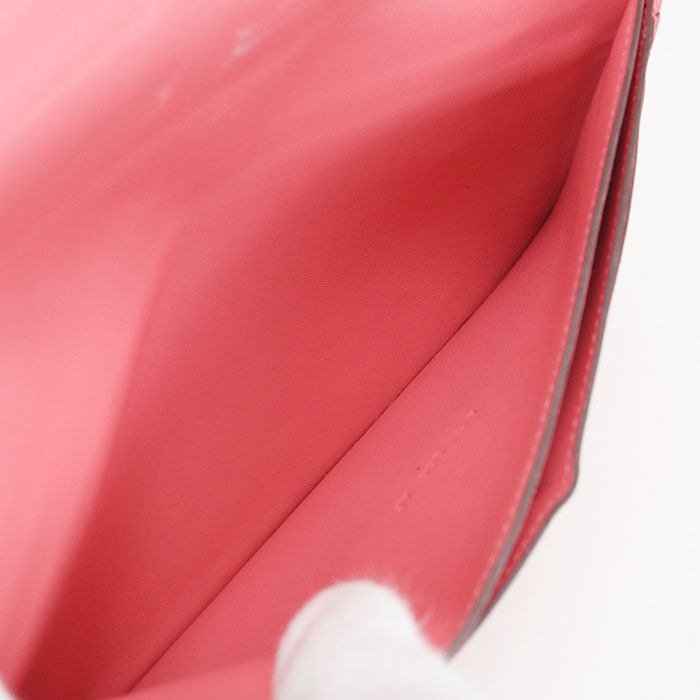 HERMES Dogon Long Long wallet with double fold coin purse Evercolor Rose azare Women's