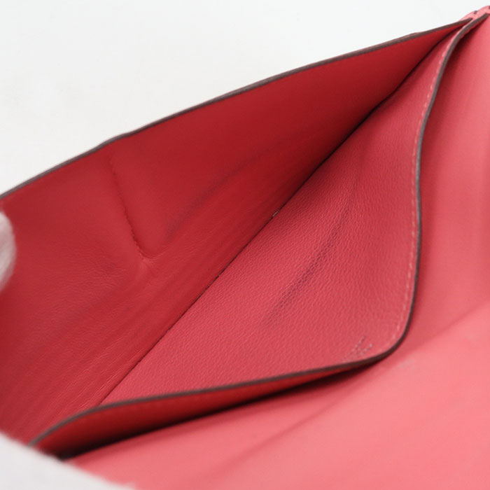 HERMES Dogon Long Long wallet with double fold coin purse Evercolor Rose azare Women's