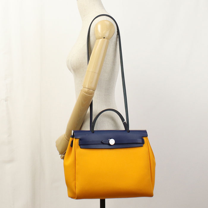 HERMES Herbag Zip PM 2WAY Tote bag Towar Officier Mutterd Women