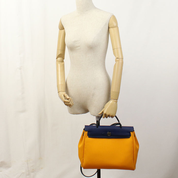 HERMES Herbag Zip PM 2WAY Tote bag Towar Officier Mutterd Women