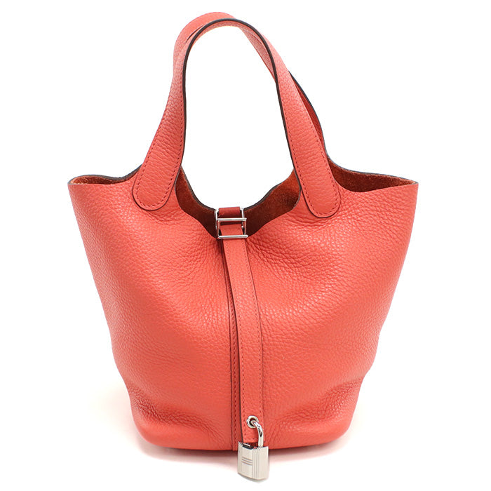 HERMES Picotan Lock PM Handbag Taurillon Clemence Rose Texas Women