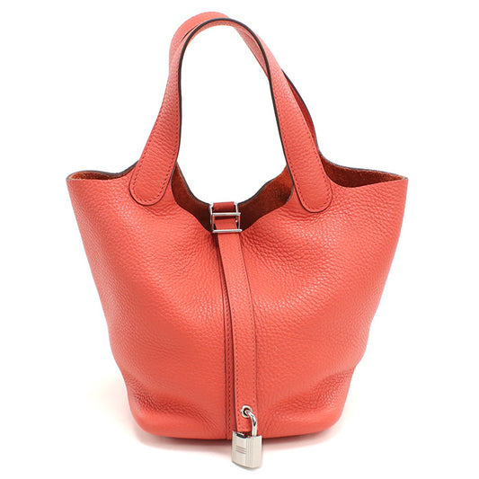 HERMES Picotan Lock PM Handbag Taurillon Clemence Rose Texas Women