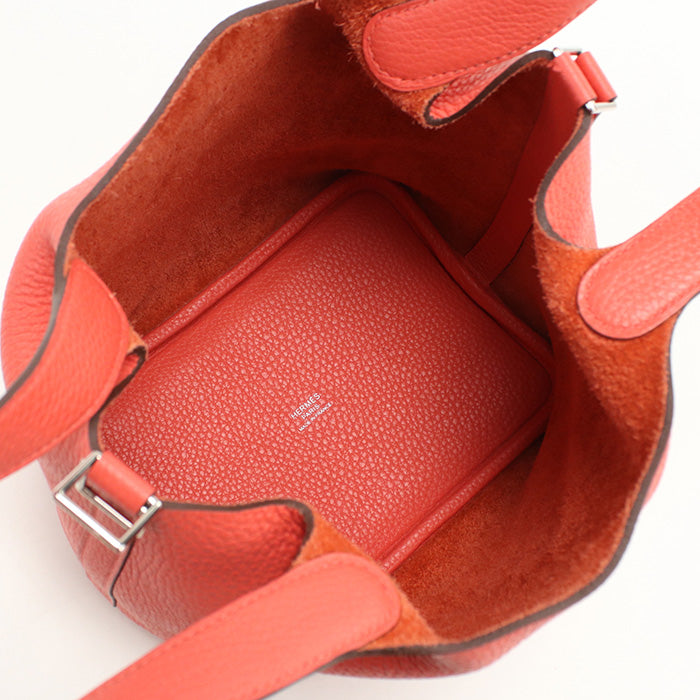 HERMES Picotan Lock PM Handbag Taurillon Clemence Rose Texas Women