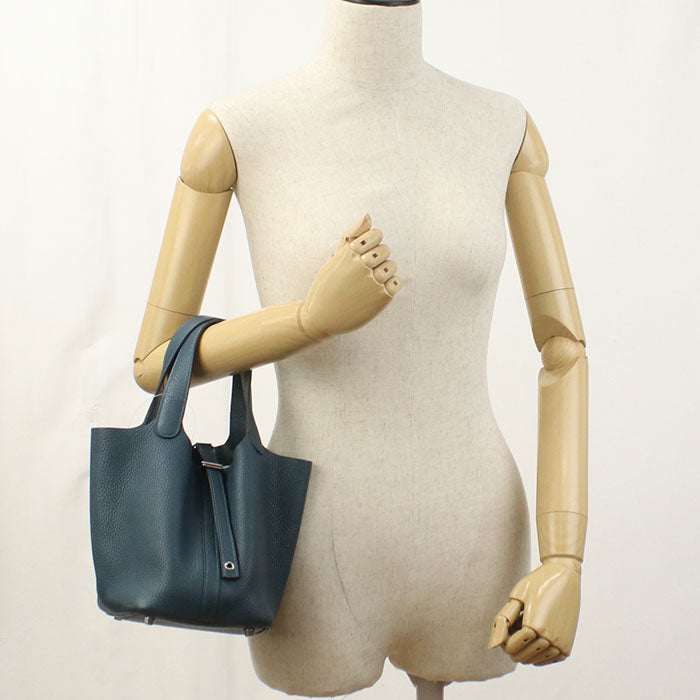 HERMES Picotan Lock PM Handbag Taurillon Clemence Vale Sipre Women