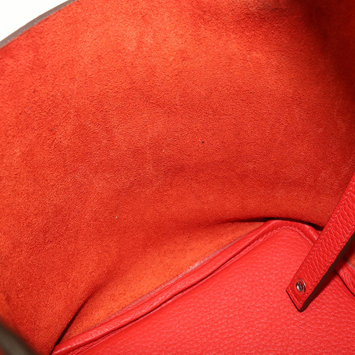 HERMES Picotan Lock PM Handbag Taurillon Clemence Rouge Kazak Women's