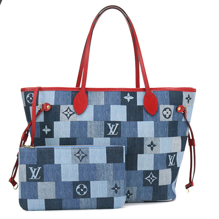 LOUIS VUITTON Neverfull MM Monogram denim M44981 Tote Bag denim/leather Women