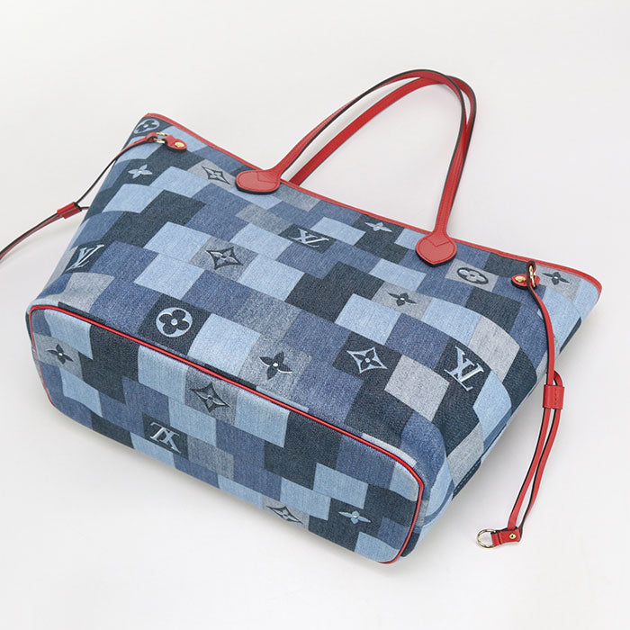 LOUIS VUITTON Neverfull MM Monogram denim M44981 Tote Bag denim/leather Women