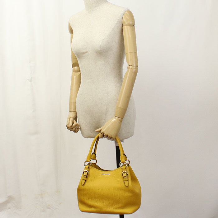 MIUMIU 2WAY Vitello Phoenix 5BE886 Tote Bag leather Women's