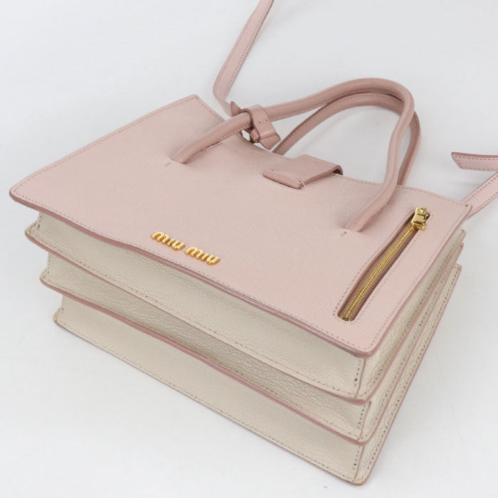 MIUMIU 2WAY Madras 5BA104 F0JW1 2AJB Tote Bag/Goat leather Women's