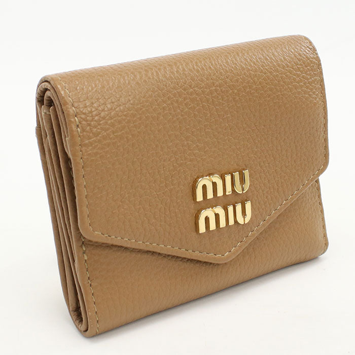 MIUMIU Folding Wallet with Flap Vittero Dino Leather 5MH043 2DT7 F030E Tri-fold wallet Calfskin Women's