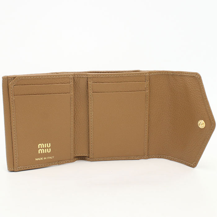 MIUMIU Folding Wallet with Flap Vittero Dino Leather 5MH043 2DT7 F030E Tri-fold wallet Calfskin Women's
