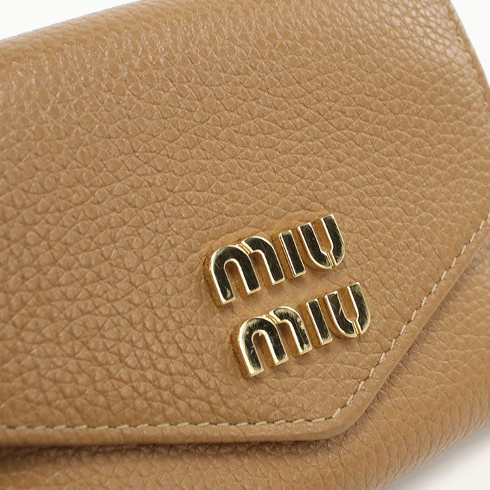 MIUMIU Folding Wallet with Flap Vittero Dino Leather 5MH043 2DT7 F030E Tri-fold wallet Calfskin Women's