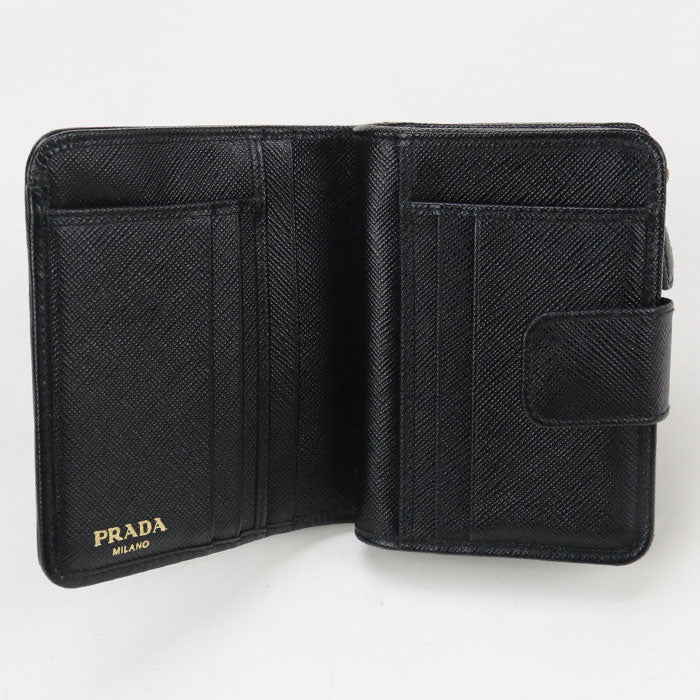 PRADA Saffiano Triangle Wallet 1ML018 Bifold Wallet Nylon/leather Women